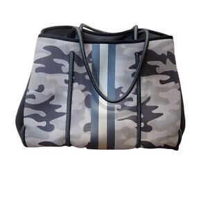 Haute Shore Neoprene Carry All Tote Bag Gray Camo Large Colorful Packable